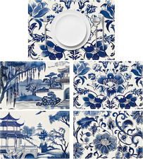 4 Stück Platzset Blauweißes