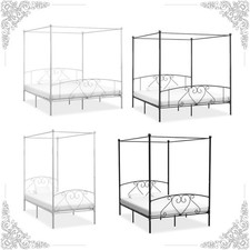 Himmelbett Gestell Metall Bettgestell Doppelbett Bettrahmen mit Lattenrost 