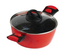 STONELINE® 20cm Kochtopf Topf Rot Induktion Antihaft Abnehm. Griffe 22881 IIWahl