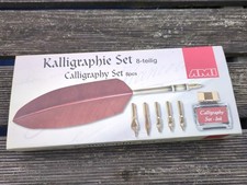 Kalligraphie Set, 8-teilig mit Federhalter, Schreibfedern, Tuscheglas 