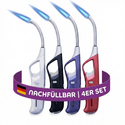 Stab feuerzeug 4er set biegsam - 4er,