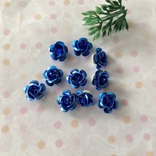 10 Rosen aus Metall in Blau - Metallrosen Deko (K53)