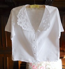 VINTAGE DAMEN BLUSE WEISS