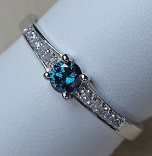 NEU Blau Weiss ♦️ Brillant Ring aus 375 Gold Ring Brillanten Diamant Gr 57 9060