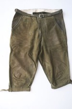 Glattleder edel verspeckt Vintage Lederhose Jagd Biker Kniebund grün Gr.52