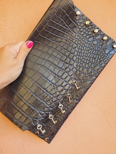 Clutch echtleder schwarz - echtleder,