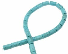 Edelstein Türkis Perlen Zylinder 16mm Halbedelstein Tube Schmuckstein G210
