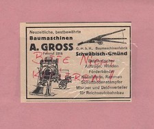 SCHWÄBISCH-GMÜND, Werbung 1935, A. Gross Baumaschinen Betonmischer