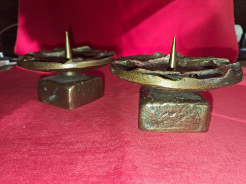 Kerzenhalter metall bronze - 2x,