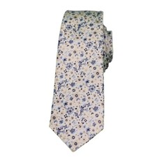 Prince Bowtie Atwardson Seiden Slim Krawatte beige blau floral S412056 4200