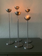 5 elegante hohe vintage EDELSTAHL - KERZENSTÄNDER von STILLING DESIGN DENMARK