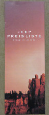 Jeep Wrangler Cherokee Grand Cherokee Preisliste price list vom 01.01.1993
