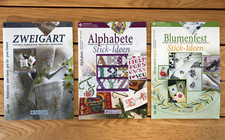 3 Hefte Zweigart Kreuzstichmuster Reinleinen Blumenfest Alphabete