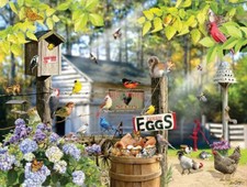 Puzzle Vögel auf dem Zaun