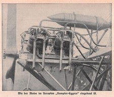 Motor im Flugzeug Rumpler-Eggers - 1910 - Historische Aufnahme ~12x10cm