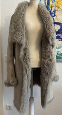 CLOSED Lammfellmantel  Leder beige greige Curly Fell Gr. S / 36