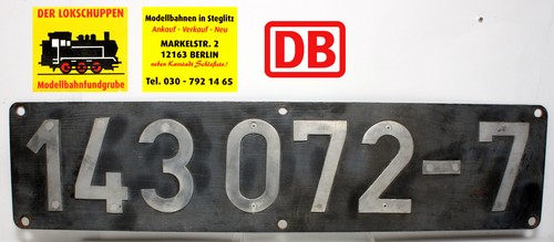 Lokschild 143 072 der db - 143, 072-7