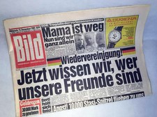 Bildzeitung vom 13.12.1989 Wiedervereinigung DDR 27. 28. 29. Geburtstag         