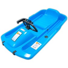 KHW Lenkschlitten Snow Fox Blau mit Bremse Kinder Schlitten Rodel Bob Lenkrodel