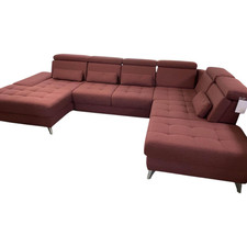 Poco Ecksofa Alicante Stoff Portofino Bordeaux Rot Füße Metall Chrom 