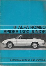 ALFA ROMEO SPIDER 1300 JUNIOR Bedienungsanleitung 1968 Betriebsanleitung  BA