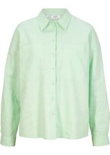 Neu Lässiges Hemd mit Leinen Gr. 38 Softminze Damen Langarm-Bluse Tunika