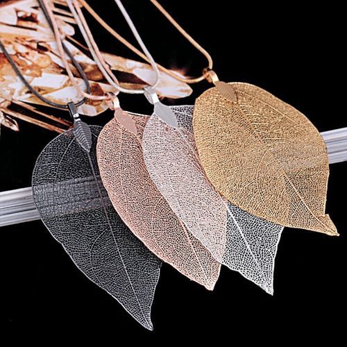 Halskette blatt gold rosegold - blatt,