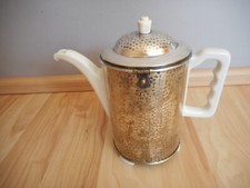 alte Thermoskanne, Thermisol, Bauscher Lizens - silberfarben mit gold gemustert
