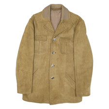 Herren Beige Leder Coach Jacke