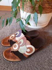 Think, Latschen,Pumps, Flip Flopp, Pantolette, 36/37, Leder, braun/bunt