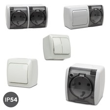 AP, AUFPUTZ, Schuko Steckdose, Steckdosen, Schalter, Taster, EL-BI EVA IP 54