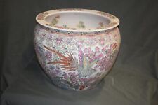 Porzellan Fishbowl, China, floral, Paradiesvogel, Innenmalerei, Bodenmarke, 40cm