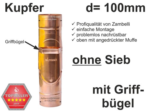 Kupfer regenrohrklappe ohne - kupfer,