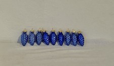 9er Set Christbaumschmuck Zapfen Blau Glas Deko Mini Weihnacht