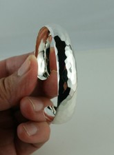 925 Sterling Silber Armreif gehämmert Manschette Armspange