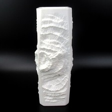 AK Kaiser Porzellan Vase Biskuitporzellan OP ART Relief Matte Vintage 23,5cm