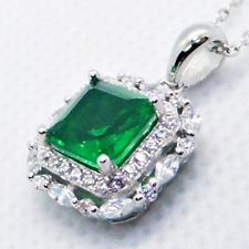 Doublet Smaragd CZ Anhänger Kette 925 Silber 585 Weißgold vergoldet