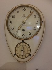 Alte Junghans Küchenuhr Eieruhr Keramik 50er Vintage mit Goldrand Weiß/ Beige