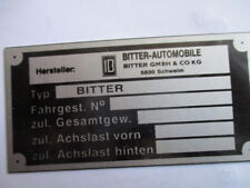 Typenschild Opel Schild diplomat Senator Bitter CD SC S60