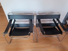 ZWEI KNOLL INTERNATIONAL WASSILY CHAIR SESSEL SCHWARZ LEDER Marcel Breuer