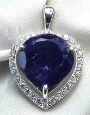 Anhänger Herz 925 Silber, facetteriter Saphir und Bergkristall Originalbilder