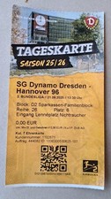 Sammler Used Ticket 2025/26 2. BL SG Dynamo Dresden - Hannover 96 # 3. Motiv