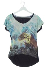 COMMA Kurzarm-Bluse Damen Bluse Gr. DE 34 schwarz-blau Casual-Look