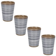 4x Melamin Geschirr 4 Becher 400ml für Camping Steingut Optik Trinkbecher B
