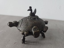 Deko Figur Schildkröten-Art Metall zum aufklappen innen 5 Fächer Indien