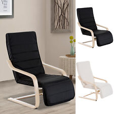 Relaxsessel verstellbares Fußteil Ruhesessel Relaxstuhl Auflage Holz Schwarz