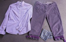 Nr. 16 /   3 Lila Teile fürs Oktoberfest, Cord Kniebundhose + Bluse