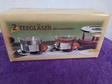 2 Teegläser mit Untertellern