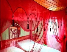 Baldachin Betthimmel, in dunkelrot, 2m x 2m x 2m, mit kleinen Extras