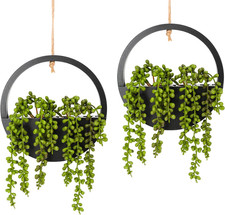 Hängende Pflanze künstliche Sukkulenten Perlenschnur Pflanzen Holztopf Innen